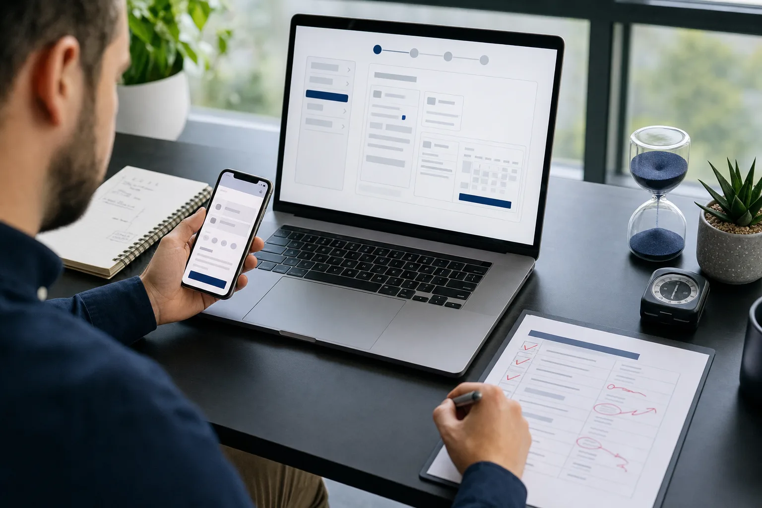 Customer experience analyst auditing an online booking journey
